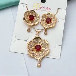 China Locket Set in Real Stone