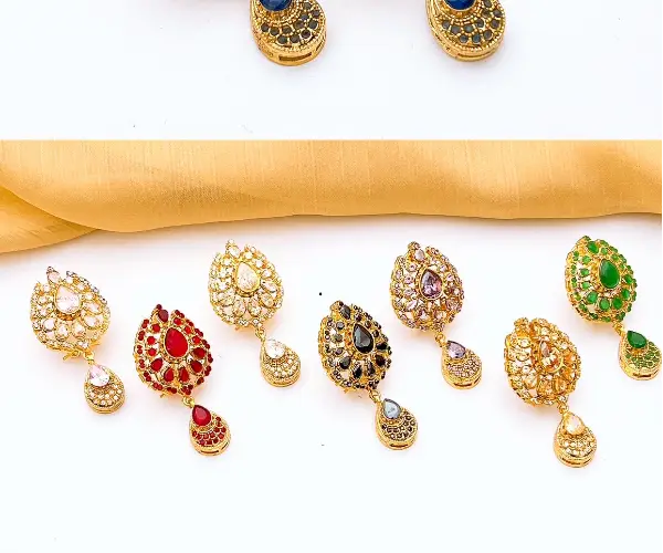 Royal Teardrop Antique Gold Jhumka Earrings