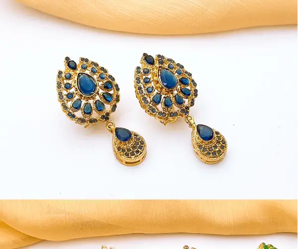 Royal Teardrop Antique Gold Jhumka Earrings