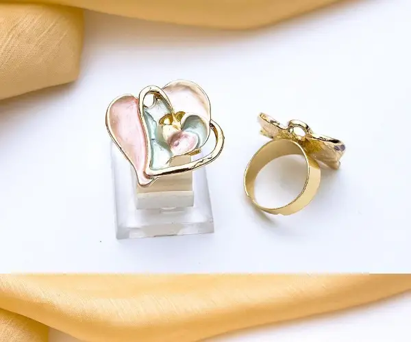 Triple Heart Enamel Adjustable Ring
