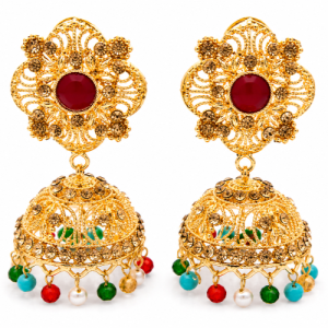 Jhumkay Earrings | Multi Stone Color