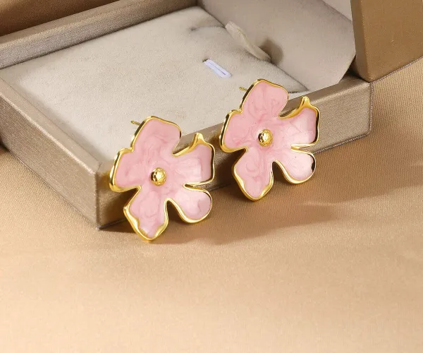 Clover Enamel Gold-Plated Earrings