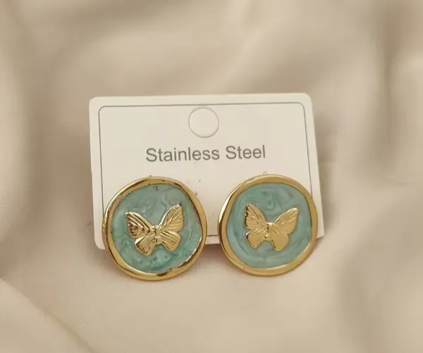 butterfly colored enamel gold-plated earrings
