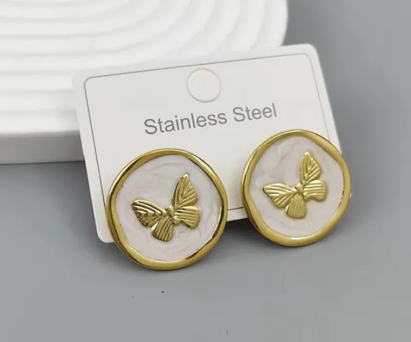 butterfly colored enamel gold-plated earrings