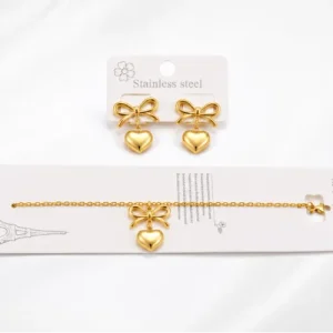 Elegant Heart Bow Jewelry Set