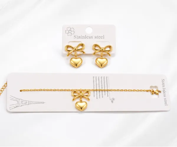 Elegant Heart Bow Jewelry Set